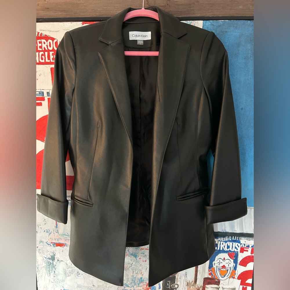 Calvin Klein Faux leather blazer